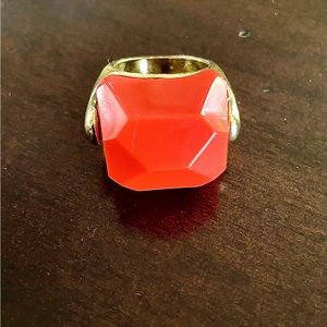 Deep Coral Statement Ring Size 7. Good quality piece.